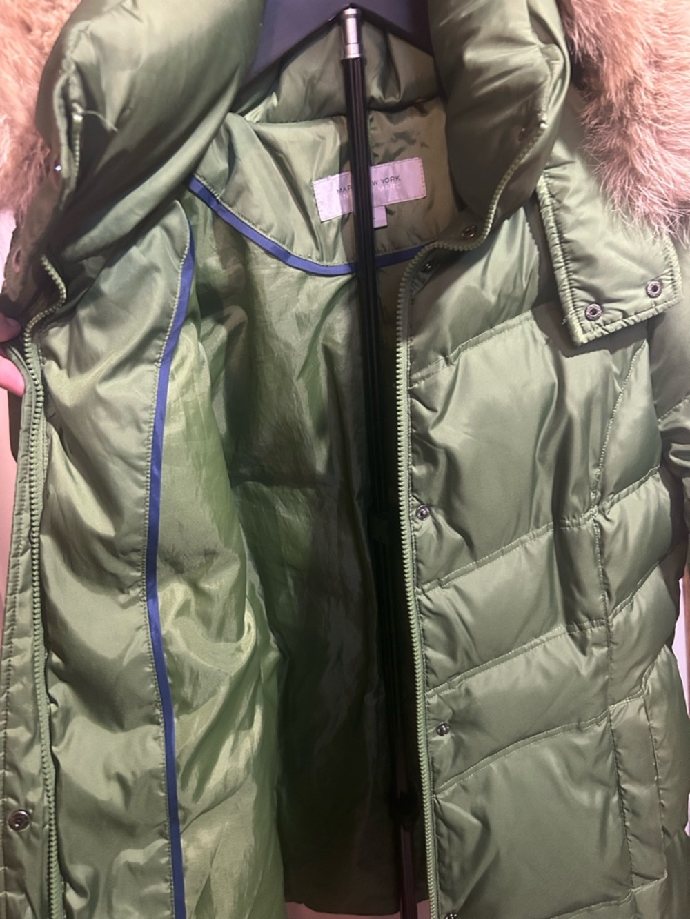 Marc New York Green Puffer Coat with Removable Hood with Coyote Fur Trim - Picture 5 of 10